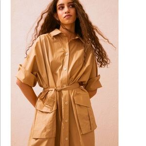 H&M Limited Edition Conscious Collection  Khaki Cotton Kaftan Dress Size…